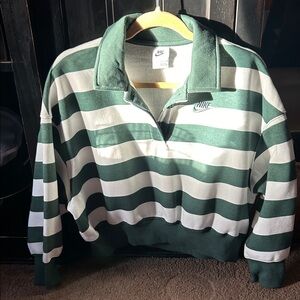 Nike Women’s Crop Top Green and White Stripes